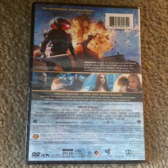 Warner Bros Aquaman Jason Momoa Movie DVD NEW Sealed - Picture 2 of 4